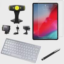 Kit Capa Giratória Compativel Tablet Tab S7 Pelicula + Teclado Braco + Suporte Mesa + Caneta - Rosa