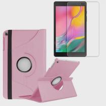 Kit Capa Giratória + Teclado Branco + Caneta + Película Compativel Galaxy t515 t510 Tab A - Rosa