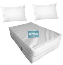 Kit Capa Impermeável Para Colchão Casal Antialergica + 02 Capas de Travesseiro Impermeável - Cores e Medidas