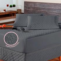 Kit Capa Impermeável para Colchão Casal Padrão + 02 Protetor Impermeável para Travesseiro - 4 Camadas de Proteção