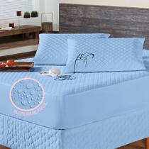 Kit Capa Impermeável Protetora para Colchão Queen + 02 Protetores Impermeáveis para Travesseiro - 4 Camadas de Proteção - Respirável