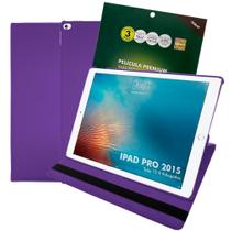 Kit Capa Ipad Pro 12.9 1ª Geração 2015 Case Couro Giratória Anti Impacto + Pelicula HPrime Premium - STRONG LINE