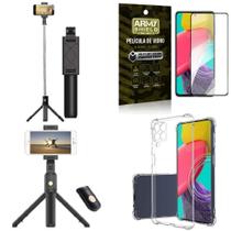 Kit Capa M53 5G +Mini Tripé Selfie Bluetooth +Película 3D