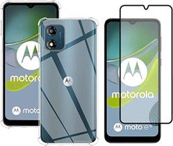 Kit Capa Moto E13 Anti Impacto Transparente + Película 3D De Vidro Temperado