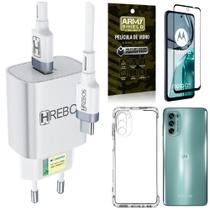 Kit Capa Moto G62 + Carregador Turbo 18W Tipo C +Película 3D