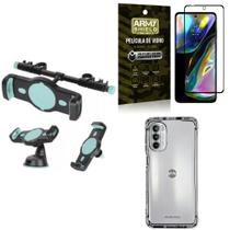 Kit Capa Moto G82 + Suporte Veicular 3 em 1 + Película 3D Armyshield