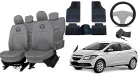 Kit capa Ônix couro cinza + volante couro + tapete Kit capa Ônix couro cinza + volante couro + tapete