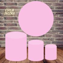 Kit Capa Painel Redondo 150 CM + Trio de Capas para cilindros Festas Aniversario Tema