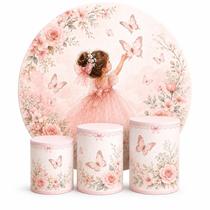 Kit Capa Painel Redondo E Capas Trio Cilindros Jardim Borboletas Rosa Kit Capa Painel Redondo E Capas Trio Cilindros Jardim Borboletas Rosa
