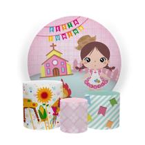 Kit Capa Painel Sublimado + 3 Capas De Cilindro - Festa Junina