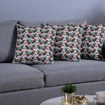 Kit Capa Para Almofada Estampada Natalina 45cm x 45cm Com Zíper 04 Peças - Branco