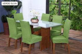 Kit Capa Para Cadeira Jantar 4 Peças Malha Gel Grossa Com Elástico Verde Oliva Kit Capa Para Cadeira Jantar 4 Peças Malha Gel Grossa Com Elástico Verde Oliva