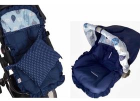 Kit Capa para carrinho + Capa para Bebê Conforto + Capota/ Protetor de Sol - Balões Marinho - Doce Mania