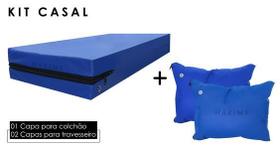 Kit Capa para Colchão Casal Impermeável + 4 Capas para Travesseiro 50 x 70 impermeável - 100% poliéster