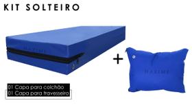 KIT Capa para Colchão Solteiro Impermeável + 1 Capa para Travesseiro 50 x 70 cm - 100% poliéster KIT Capa para Colchão Solteiro Impermeável + 1 Capa para Travesseiro 50 x 70 cm - 100% poliéster