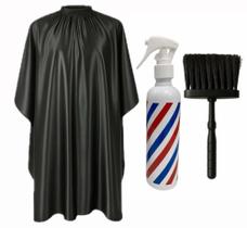 Kit Capa Para Cortar Cabelo Com Borrifador Pole e Espanador