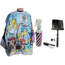 Kit Capa Para Corte Barbeiro Personalizada De Cetim Com Zíper Espanador Borrifador Escovinha - Barbershopp62