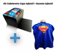 Kit Capa Para Corte Infantil Super Heróis + Assento de Elevação
