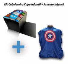 Kit Capa Para Corte Infantil Super Heróis + Assento de Elevação