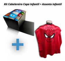 Kit Capa Para Corte Infantil Super Heróis + Assento de Elevação