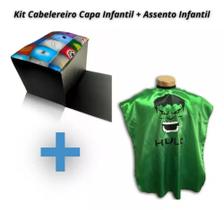 Kit Capa Para Corte Infantil Super Heróis + Assento de Elevação