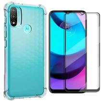 Kit Capa Para Motorola Moto E20 Anti Impacto Transparente + Película 3D De Vidro Temperado