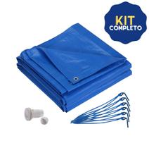Kit Capa para Piscina 10 em 1 Proteção Azul 300 Micras 3x10 / 10x3