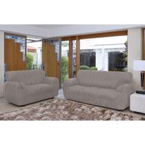 Kit Capa para Sofá 2 e 3 Lugares 21 Elásticos Caqui Sultan Kit Capa para Sofá 2 e 3 Lugares 21 Elásticos Caqui Sultan