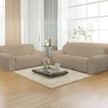 Kit Capa Para Sofá 2 e 3 lugares Malha Canelada