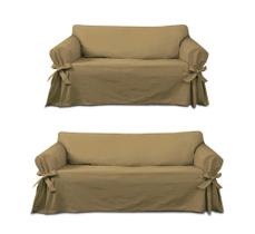 Kit Capa Para Sofá De 3 E 4 Lugares Em Brim Peletizado Confortável Luxo Macia Resistente Sala de Estar