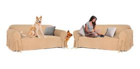 Kit Capa Para Sofá De 3 E 4 Lugares Impermeável Acquablock Para Gato Cachorro Anti Unha Lar Decoração