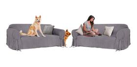Kit Capa Para Sofá De 3 E 4 Lugares Impermeável Acquablock Para Gato Cachorro Anti Unha Lar Decoração