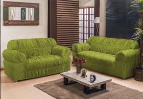 Kit capa para sofá franzida 2 e 3 lugares king - malha grossa - mtm enxovais