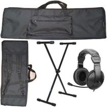 Kit Capa Para Teclado 5/8 Master Luxo Com Suporte + Fone