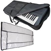 Kit Capa Para Teclado 5/8 Para + Capa Cobertura Yamaha Casio Carbon