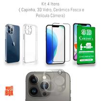 Kit Capa + Película 3D Vidro + Película Câmera + Película Cerâmica Para Iphone 13 PRO MAX