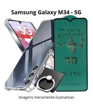 Kit Capa + Película 9D de Cerâmica + Suporte Anel para Celular Samsung Galaxy M34 5G