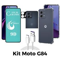 Kit Capa + Película Cerâmica + Película de Câmera + Cabo USB Tipo C para Moto G84