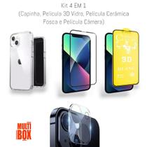 Kit Capa + Película de Câmera + Película Cerâmica Fosca + Película 3D de Vidro Para Iphone 14