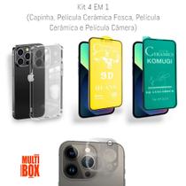 Kit Capa + Película de Cerâmica + Película de Câmera + Película Cerâmica Fosca P/ Iphone 13 PRO