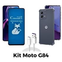Kit Capa + Película Fosca Privacidade + Cabo USB Tipo C para Moto G84 Kit Capa + Película Fosca Privacidade + Cabo USB Tipo C para Moto G84