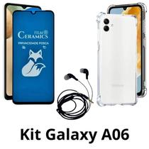 Kit Capa + Película Fosca Privacidade + Fone de Ouvido para Samsung Galaxy A06 - HUANG Kit Capa + Película Fosca Privacidade + Fone de Ouvido para Samsung Galaxy A06 - HUANG
