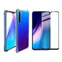 Kit Capa + Pelicula Vidro 3D 9D Compativel Xiaomi Redmi Note 8T Proteção Tela Celular 8 T