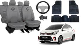 Kit Capa Picanto 2006 a 2019 Couro Cinza + Tapete + Volante Kit Capa Picanto 2006 a 2019 Couro Cinza + Tapete + Volante
