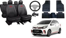 Kit Capa Picanto 2006 a 2019 + Tapete + Capa de Volante Design Exclusivo e Conforto