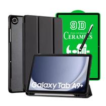 Kit Capa Premium Smart Magnética, Película de Cerâmica e Caneta Touch Para Galaxy Tab A9 Plus - Blance