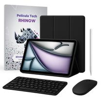 Kit Capa Preta c/ suporte para caneta p/ iPad Air 11” e Pro 11”: Película + Caneta + Teclado + Mouse Kit Capa Preta c/ suporte para caneta p/ iPad Air 11” e Pro 11”: Película + Caneta + Teclado + Mouse