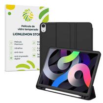 Kit Capa Preta Premium Slim c/ suporte para caneta + Película de vidro temperado para iPad 10ª geração 10.9” - Case com