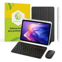 Kit Capa Preta Slim para Xiaomi Redmi Pad 2 + Smart Pencil + Película de Vidro Temperado + Teclado e Mouse