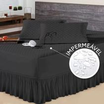 Kit Capa Protetor de Colchão Casal Impermeável + 2 Protetor de Travesseiro + Saia Box com 2 Elásticos Ajustáveis